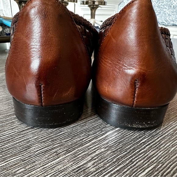 Cole Haan Brown Woven Leather Tassel Loafers - Picture 3 of 7